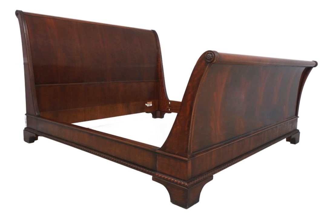 King Mahogany Sleigh Bed with Carved Details by Hendredon (1 of 10)