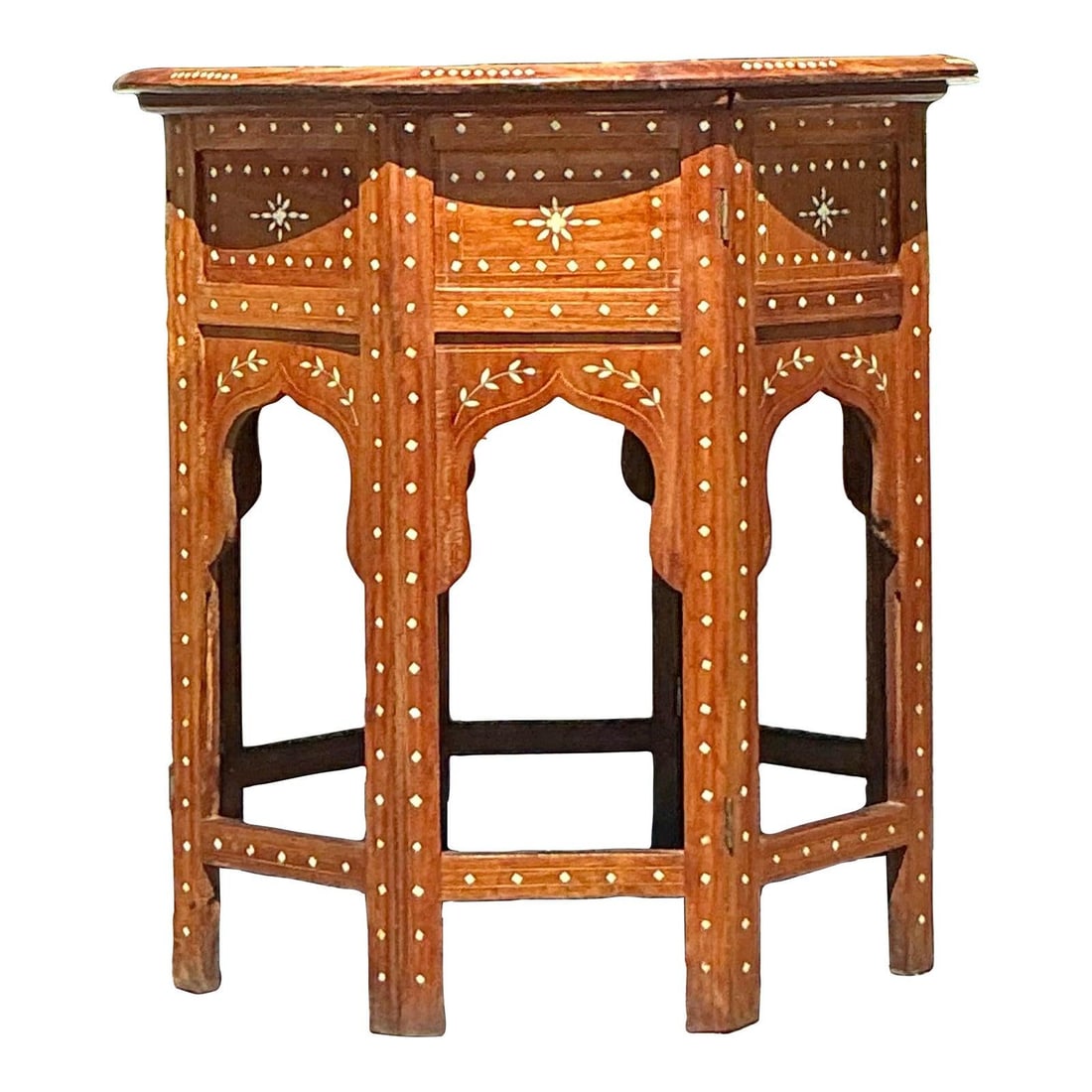 Vintage Boho Moroccan Elephant Inlay Accent Table (1 of 10)