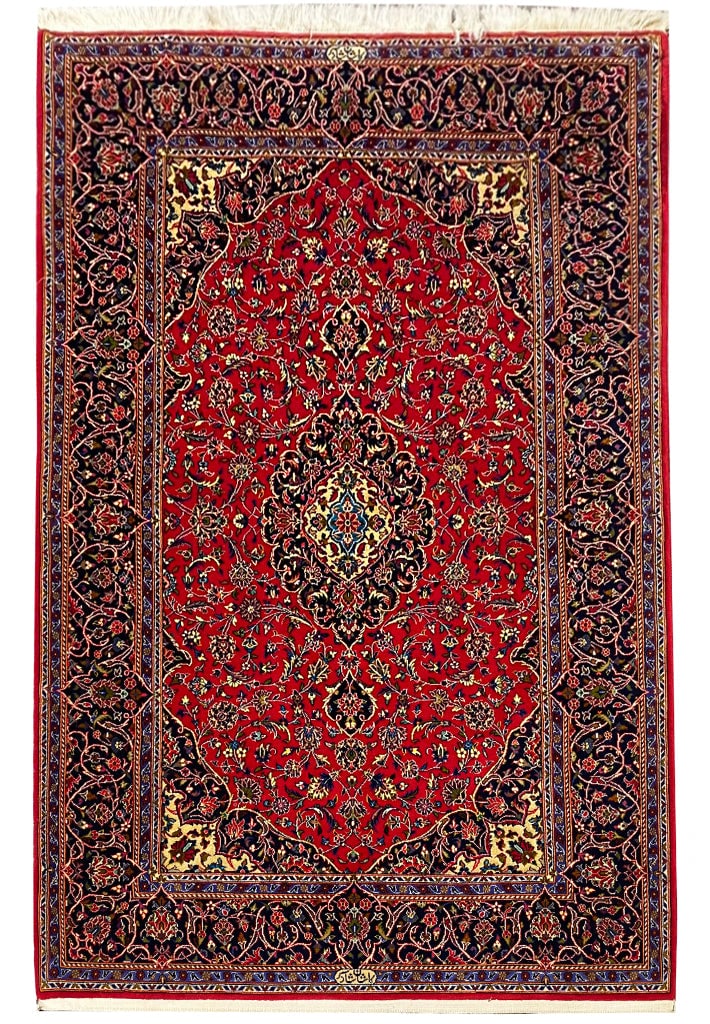 4.8 x 7.6 Persian Kashan Shadsar Rug Signed Premium Quality: 4.8 x 7.6 Persian Kashan Shadsar Rug Signed Premium Quality Free continental US Shipping Explore this exquisite 4.8 x 7.6 Persian Kashan Shadsar rug, meticulously crafted to enhance your living space.