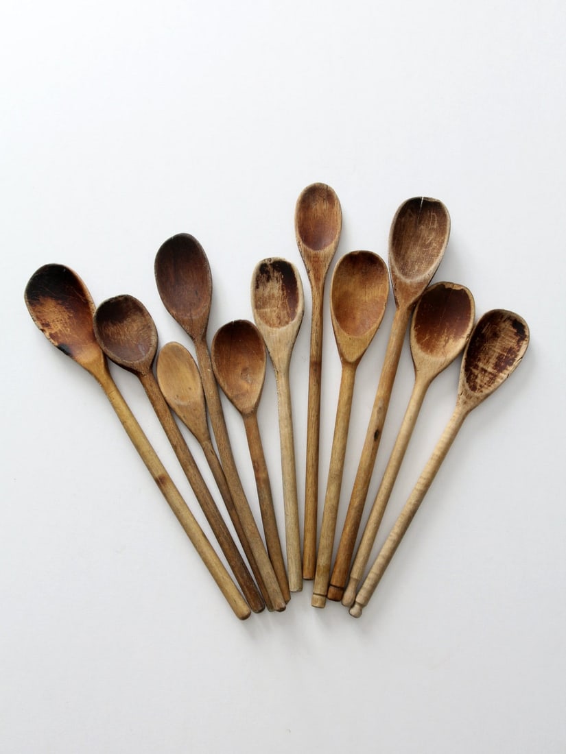 Rustic Vintage Wooden Spoon Set of 11 Unique Sizes (1 of 15)