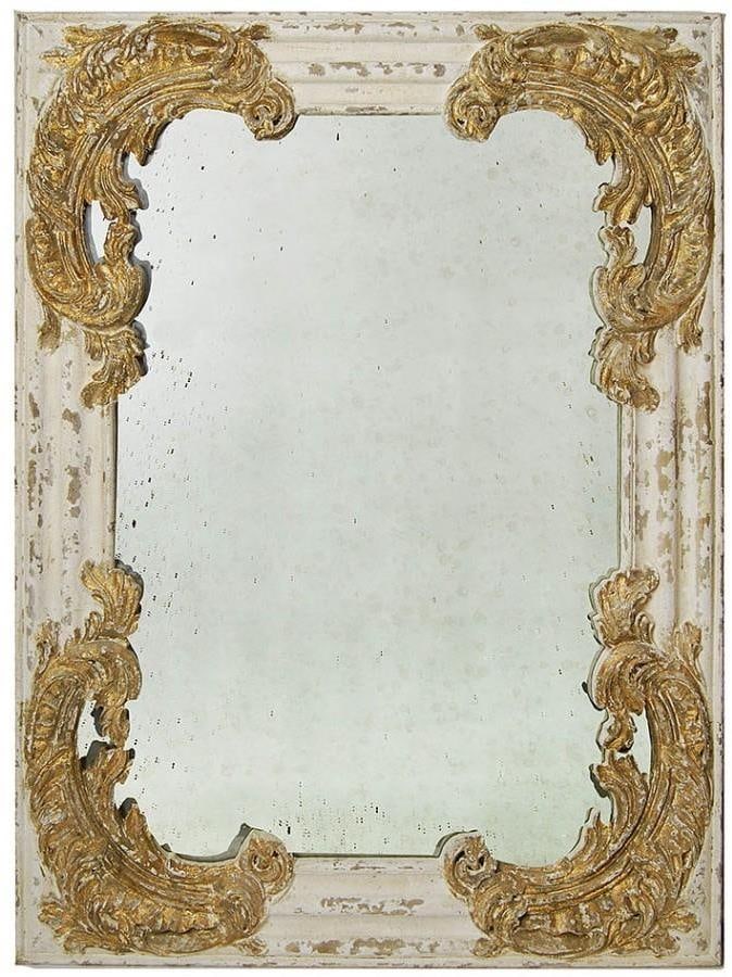 Provence Home Louis XVI White Gold Wall Mirror 53H x 39.4W (1 of 1)