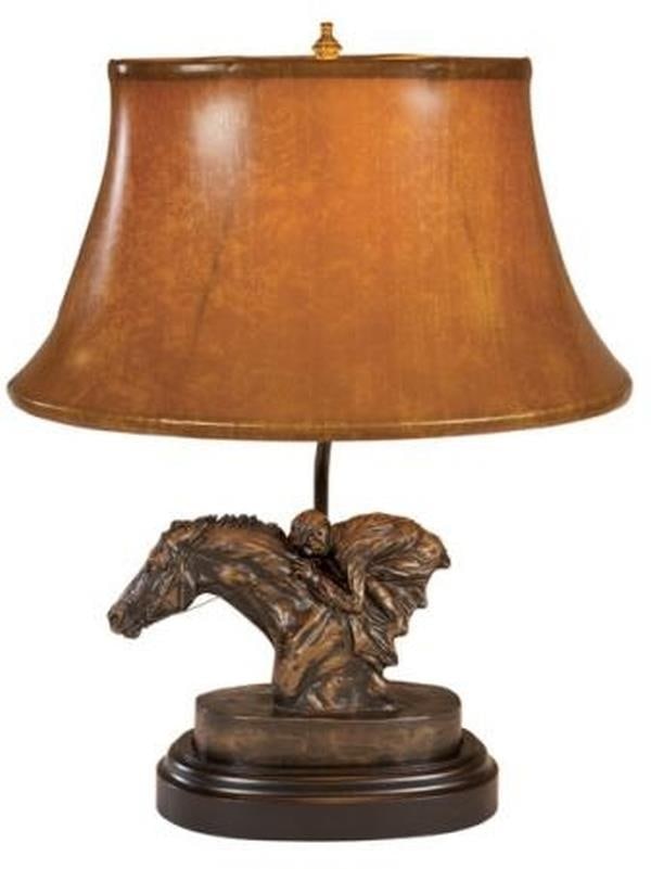 Equestrian Lodge Style Bronze Statue Table Lamp 23in Chestnut Finish (1 of 1)