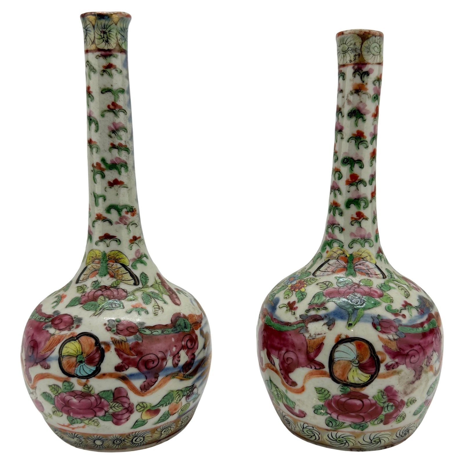 19th Century Chinese Export Pair of Rose Medallion Vases (1 of 8)