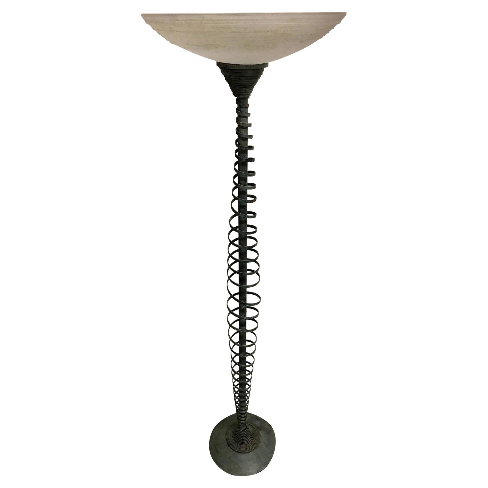 Murano Glass Floor Lamp with Patinated Bronze Spiral Base Italy 1980s (1 of 9)