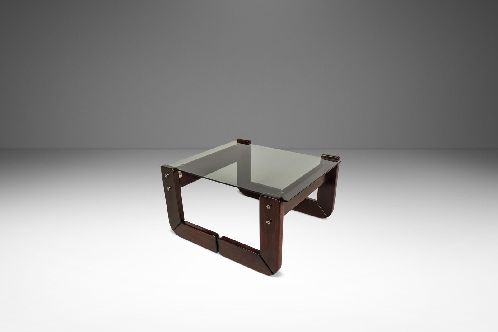 Brutalist Mid-Century Modern End Table by Percival Lafer with Smoked Glass Top (1 of 14)