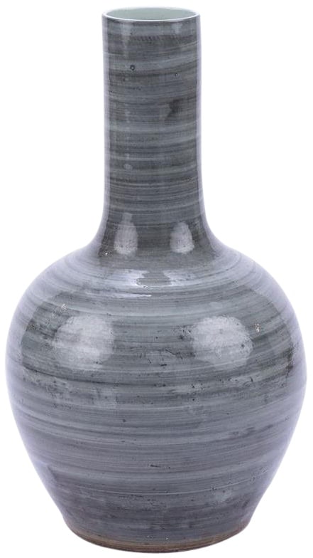 Handmade Iron Grey Globular Porcelain Vase 28H Transitional Style (1 of 2)