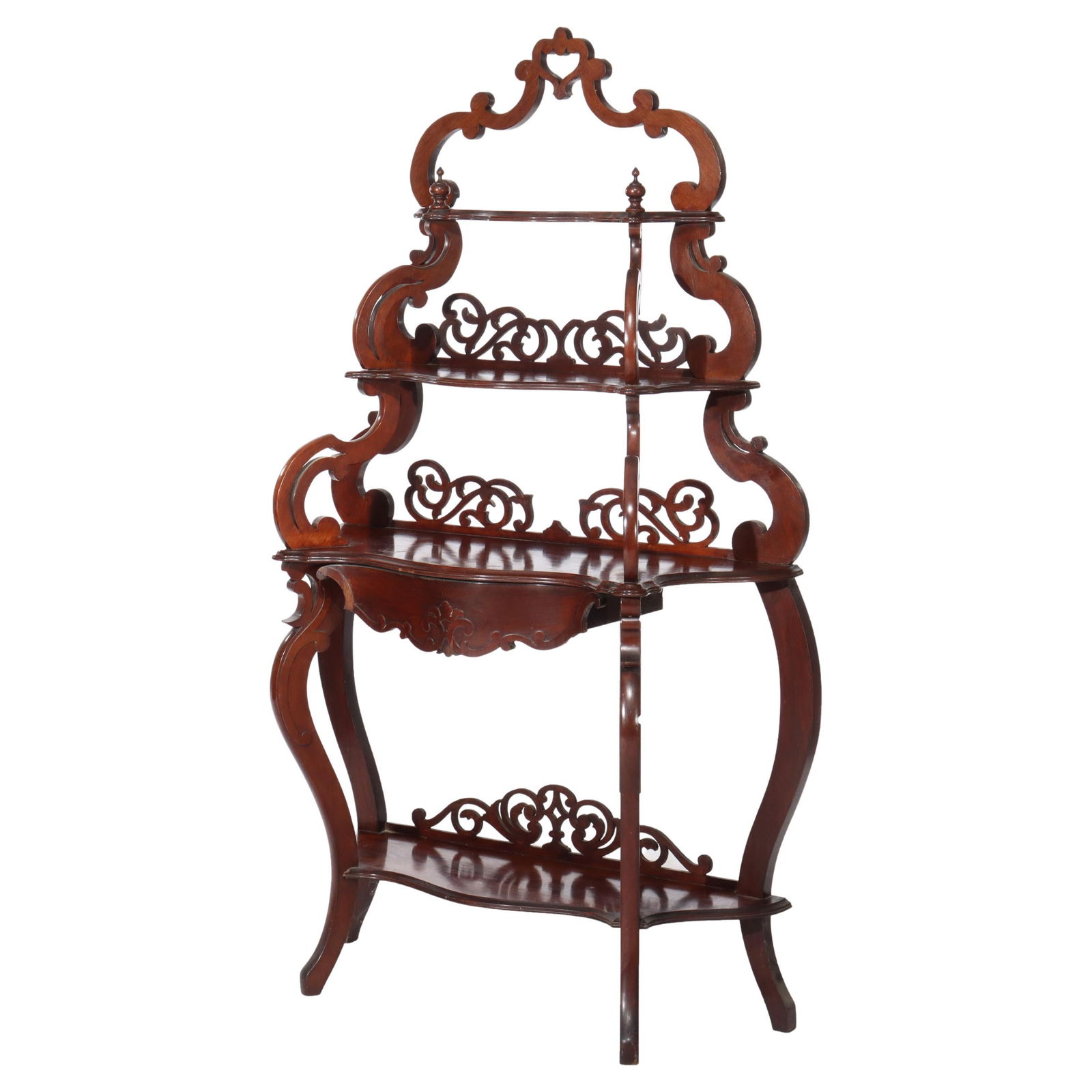 Victorian Rococo Walnut Etagere C1880 with Elegant Curves (1 of 10)
