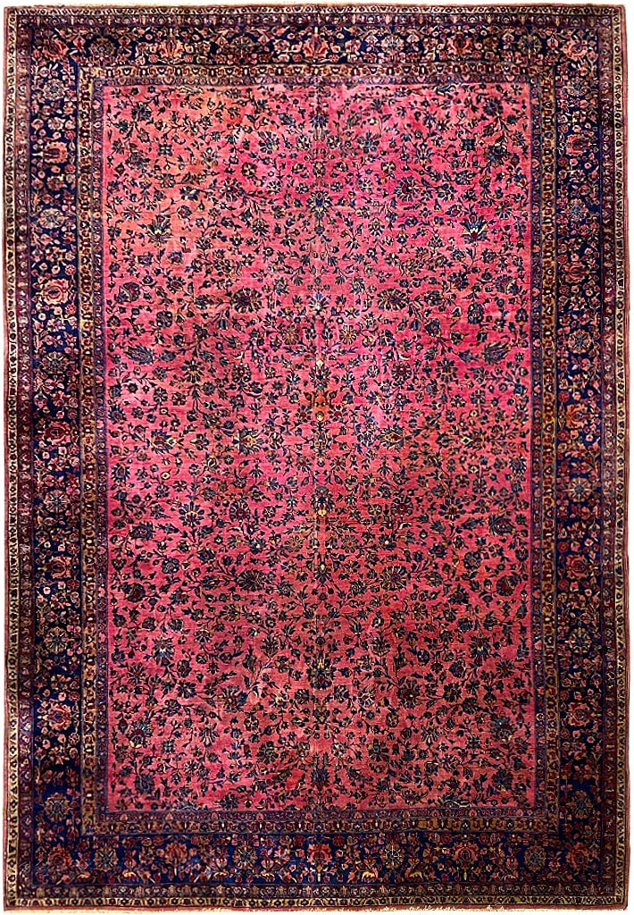 Antique 1930s Persian Kashan Sarouk 9.9 x 15 Area Rug Wool (1 of 13)