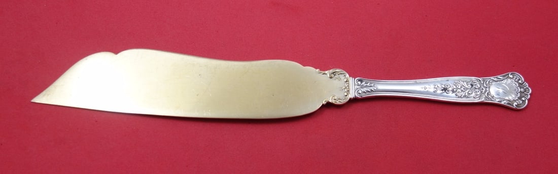 Gorham Maryland Sterling Silver Cake Knife 10 Inch Gold Washed Flat Handle: Gorham Maryland Sterling Silver Cake Knife 10 Inch Gold Washed Flat Handle This exquisite cake knife features a flat handle and is made entirely of sterling silver, showcasing the elegant Maryland pat
