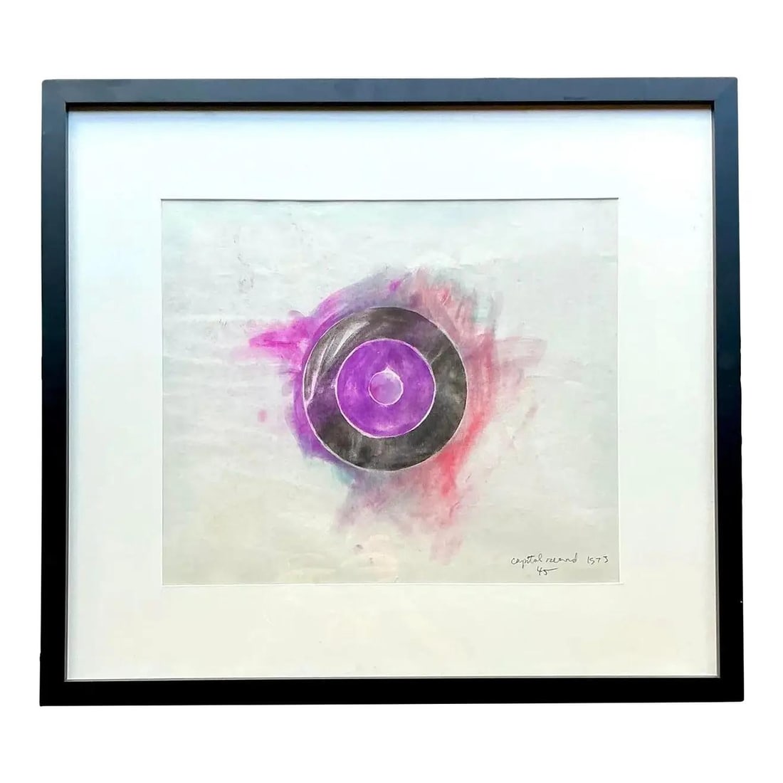 Pair of Framed Original Pastel Circular Abstract Artworks on Paper: Pair of Framed Original Pastel Circular Abstract Artworks on Paper This set includes two original abstract artworks on paper, each featuring geometric, bullseye-like motifs rendered in soft pastel and