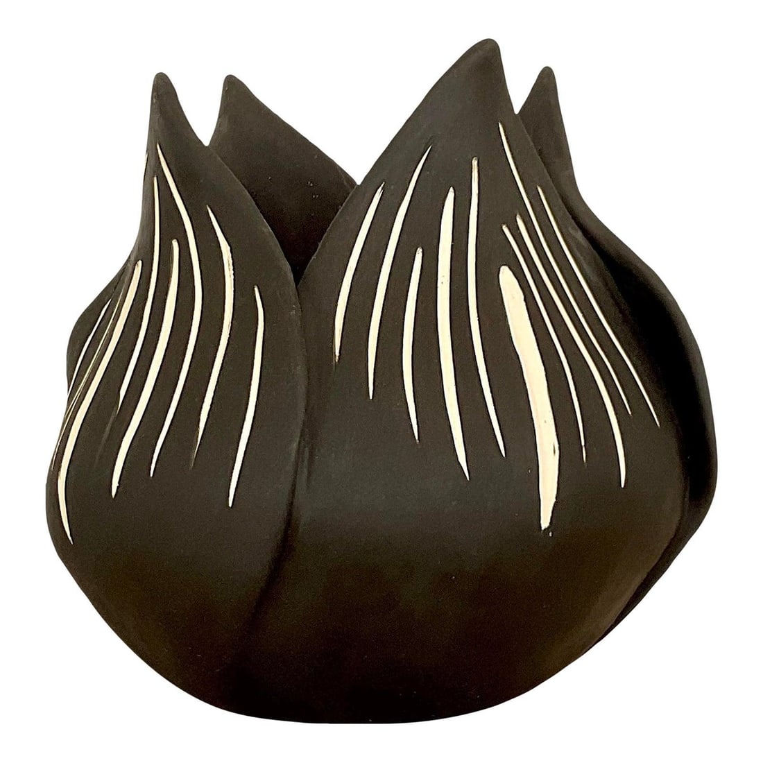 Handcrafted Artist Signed Organic Form Boho Pottery Vase with Carved Detailing (1 of 7)