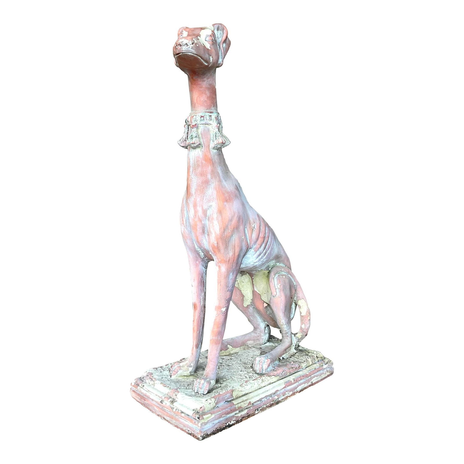 Vintage Boho Greyhound Statue Patinated Resin Terra Cotta 32.5in (1 of 7)