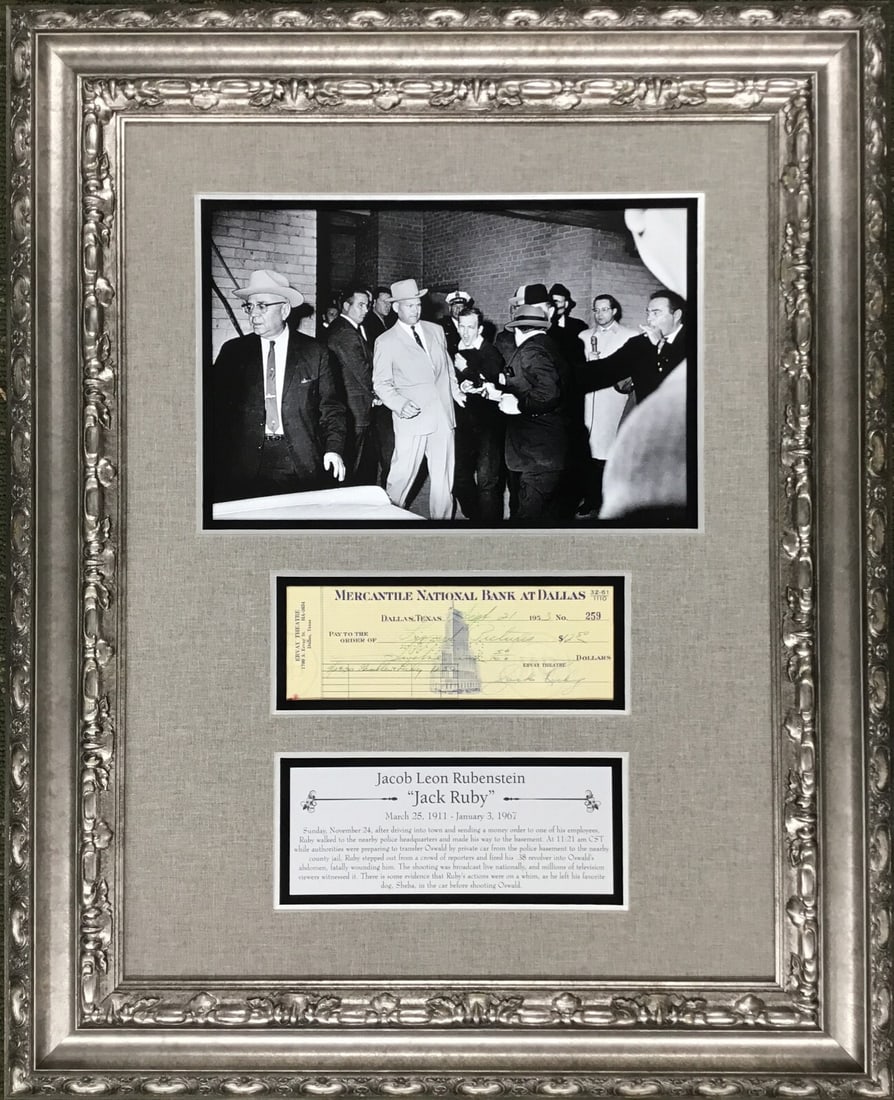 Jack Ruby Signed Check with Photo Custom Framed JSA Authenticated (1 of 12)