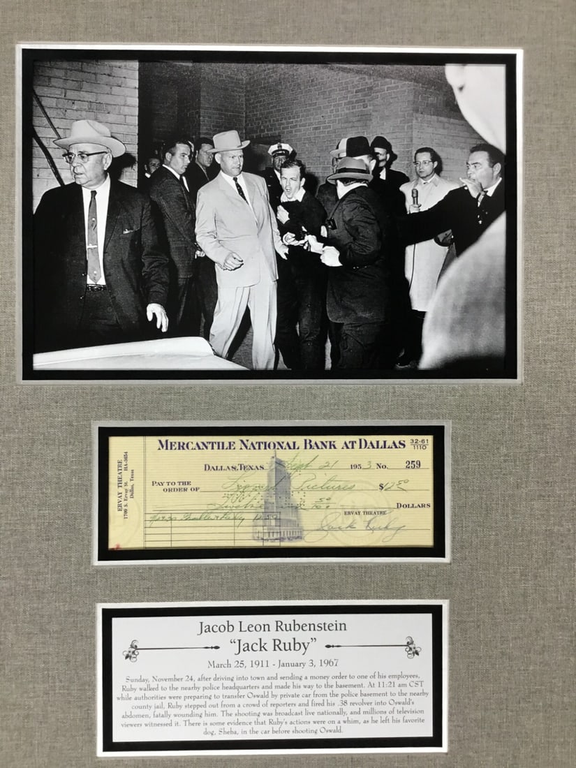 Jack Ruby Signed Check with Photo Custom Framed JSA Authenticated - 4