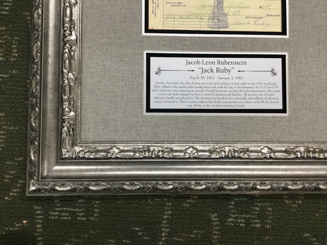 Jack Ruby Signed Check with Photo Custom Framed JSA Authenticated - 9