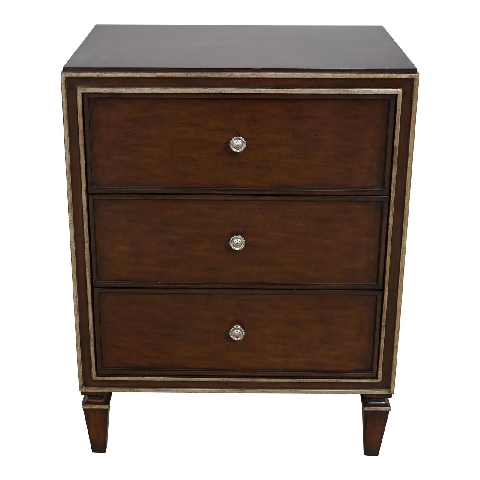 Marge Carson Modern Wood 3 Drawer Chest with Silver Gilt Accents (1 of 10)