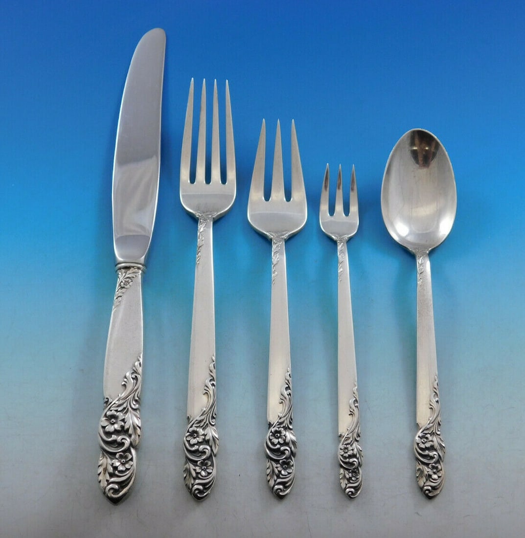 Frank Whiting Rose of Sharon Sterling Silver Flatware Set 41 Pieces with Caddy (1 of 8)