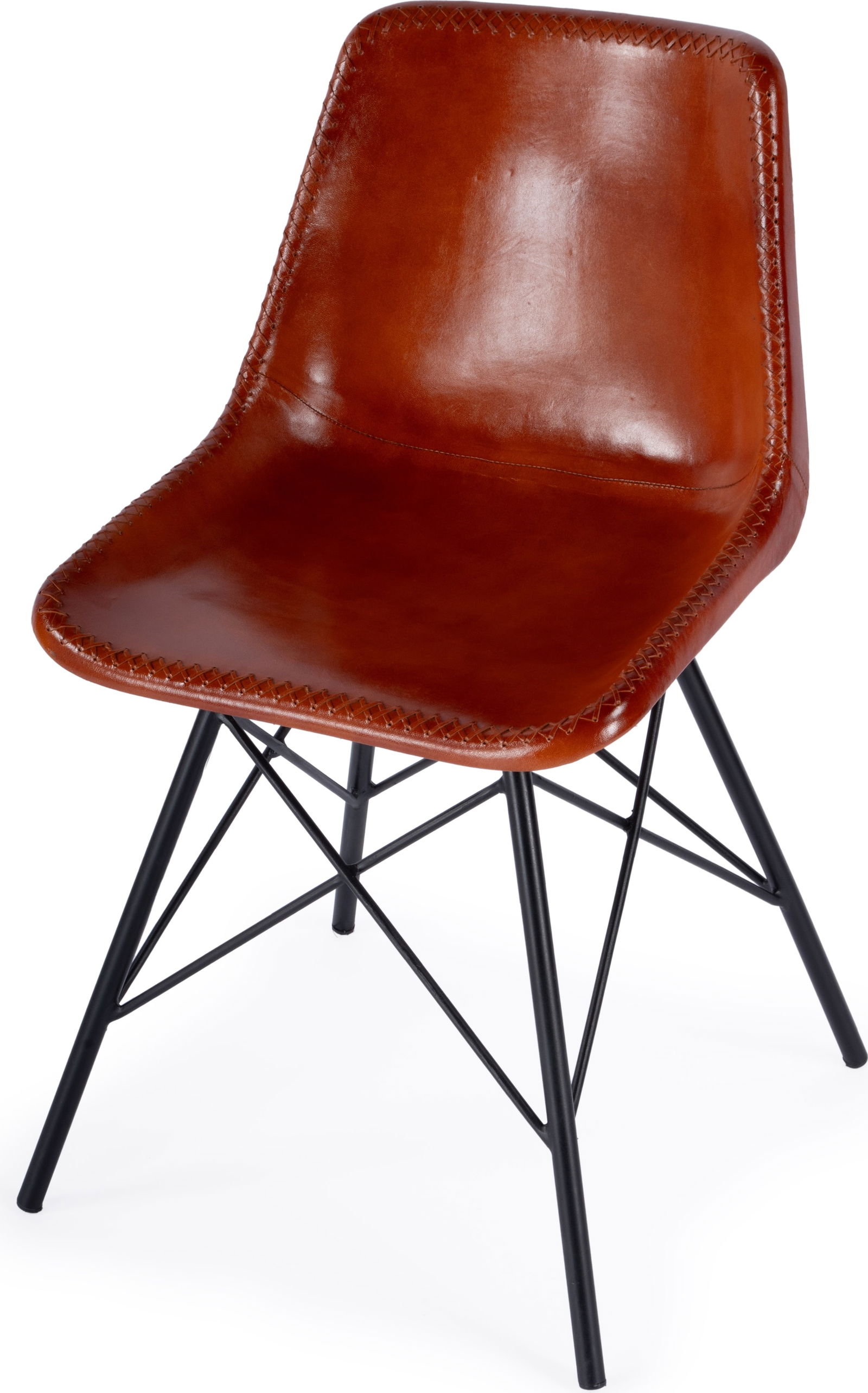 Butler Inland Mid-Century Modern Leather Chair with Black Iron Frame (1 of 7)