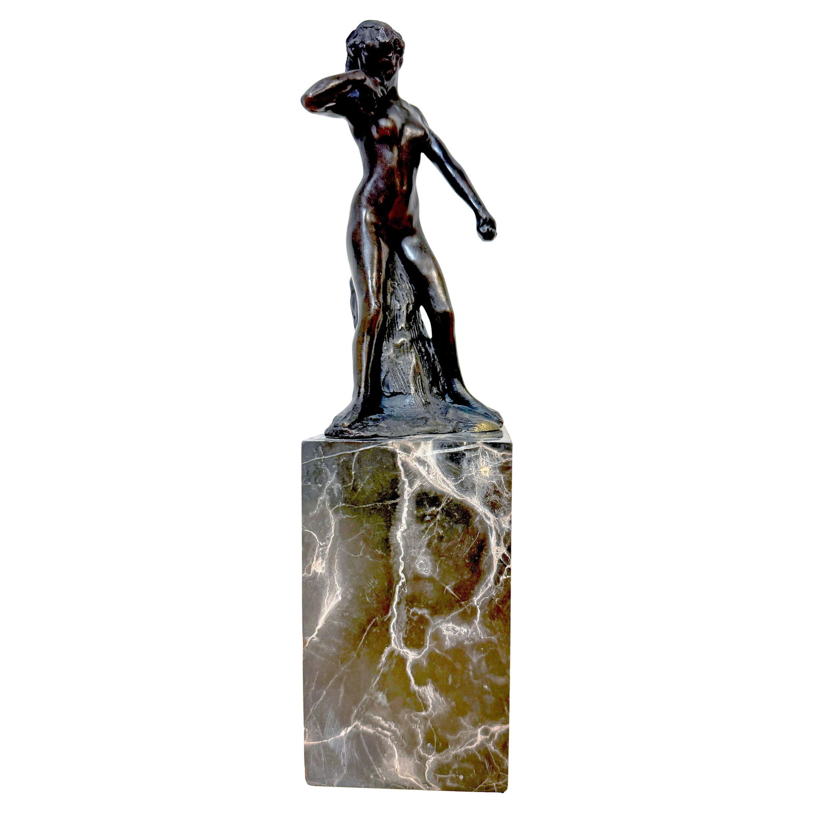 Faunesse Debout Bronze Sculpture after Auguste Rodin 20th Century: Faunesse Debout Bronze Sculpture after Auguste Rodin 20th Century Experience the elegance of 'Faunesse Debout' (Standing Faunesse), a bronze sculpture after the renowned artist Auguste Rodin. This exq