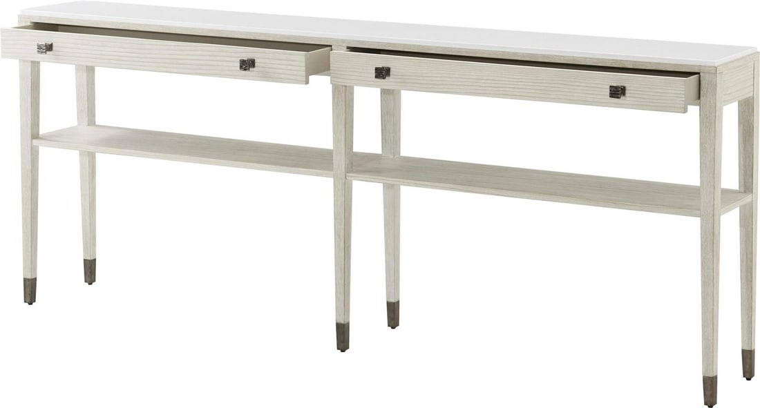 Theodore Alexander Chic Breeze Console Table Sea Salt Finish 84" (1 of 6)