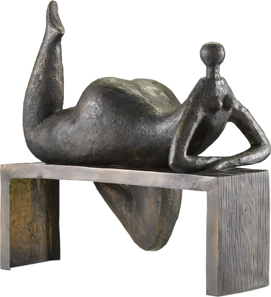 Currey Timeless Odalisque Bronze Sculpture 18H 19.5W 8D: Currey Timeless Odalisque Bronze Sculpture 18H 19.5W 8D Discover the elegance of the Timeless Odalisque Bronze Art Piece, a stunning representation of artistry in bronze. This sculpture features a gra