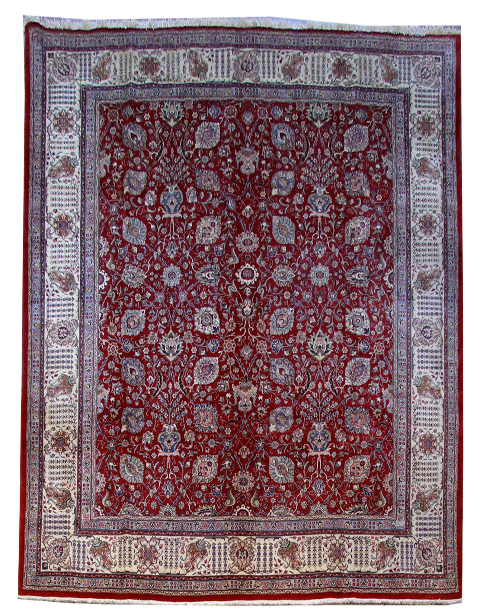Luxury 11' x 15' Brick Red Persian Tabriz Rug Handcrafted in Iran: Luxury 11' x 15' Brick Red Persian Tabriz Rug Handcrafted in Iran Free continental US Shipping Introducing the luxurious 11' x 15' Brick Red Large Persian Tabriz Rug, handcrafted by skilled artisans i