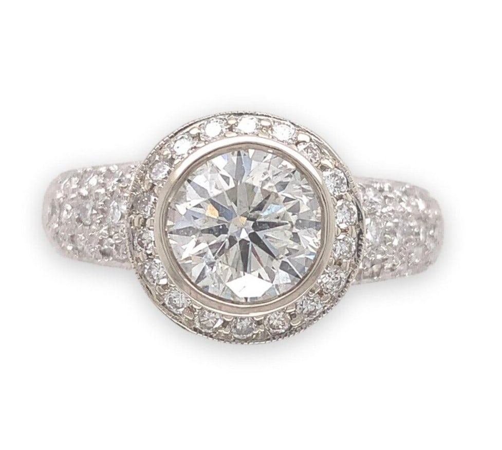 18k White Gold 1.55ct Diamond Engagement Ring GIA Certified Halo Design (1 of 12)