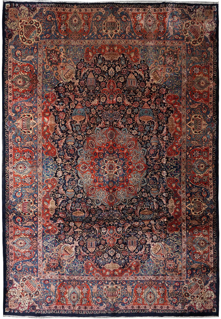 10 x 13.2 Persian Kashar Rug Zirkhaki Pattern Hand Knotted Wool Iran (1 of 15)