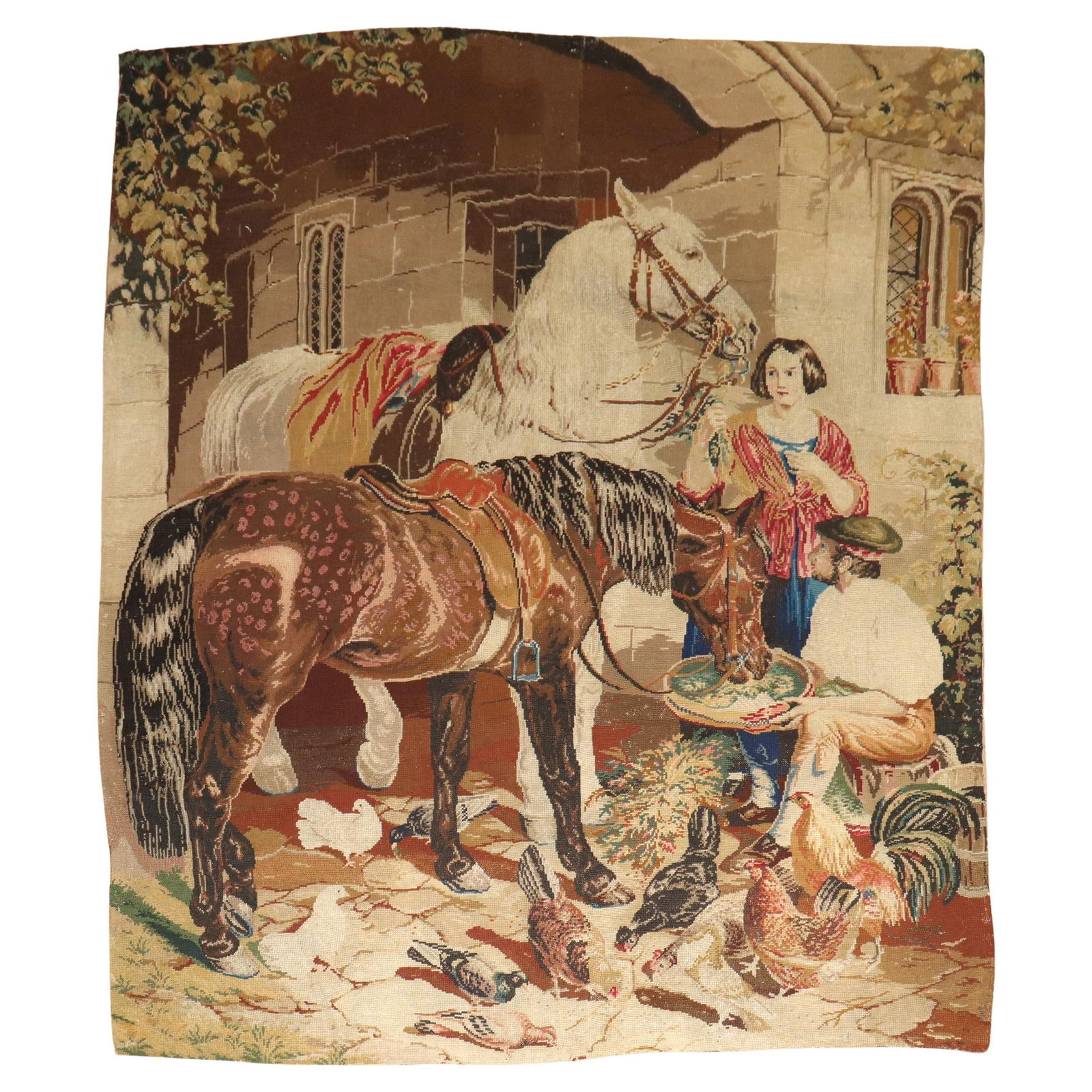 Zabihi Collection Aubusson Horse Scene English Needlepoint 82 x 92 (1 of 14)