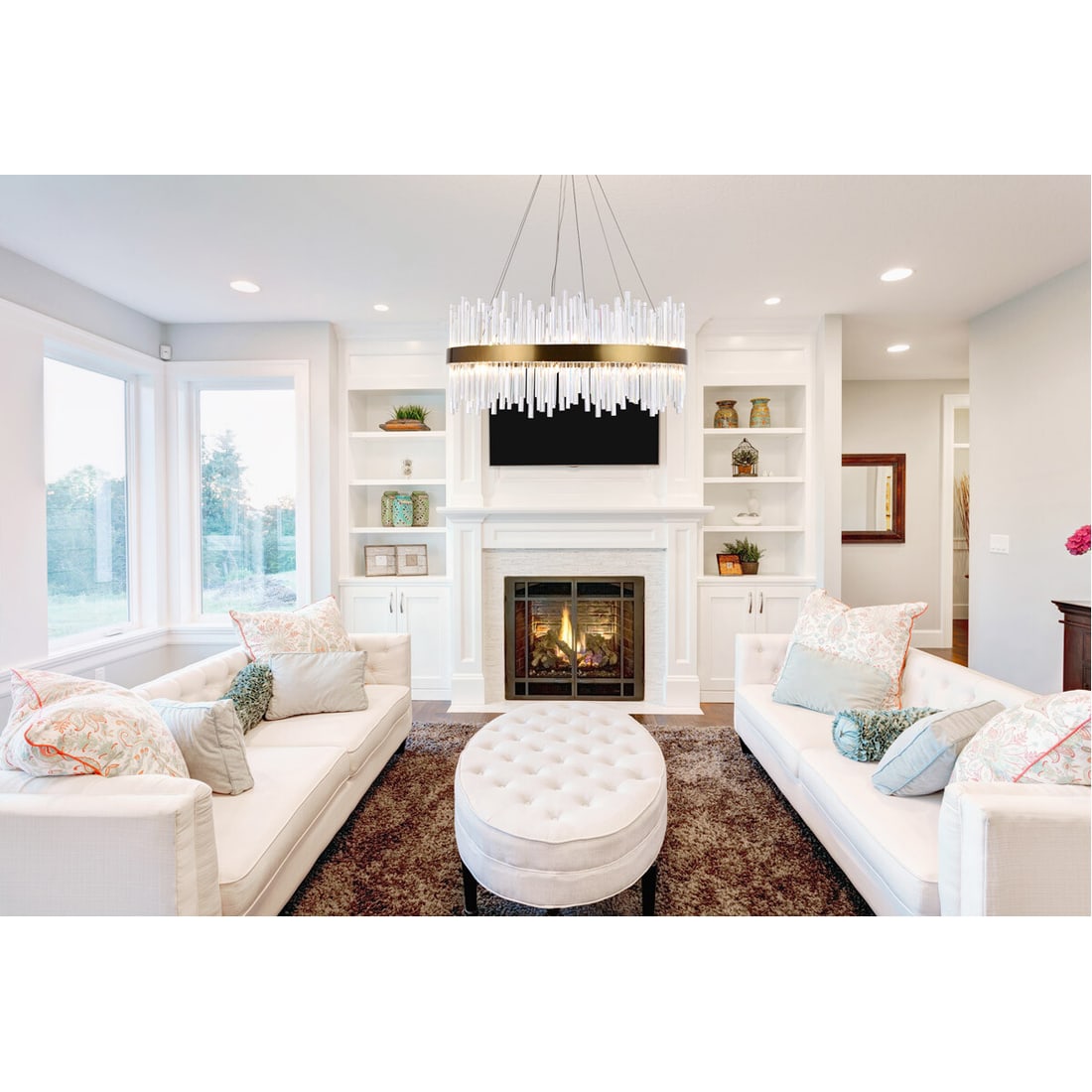 Elegant DALLAS 18-Light Gold Crystal Chandelier 32" Modern Design: Elegant DALLAS 18-Light Gold Crystal Chandelier 32" Modern Design Illuminate your space with the elegant 18-Light Crystal Chandelier, perfect for modern interiors. This stunning chandelier features a