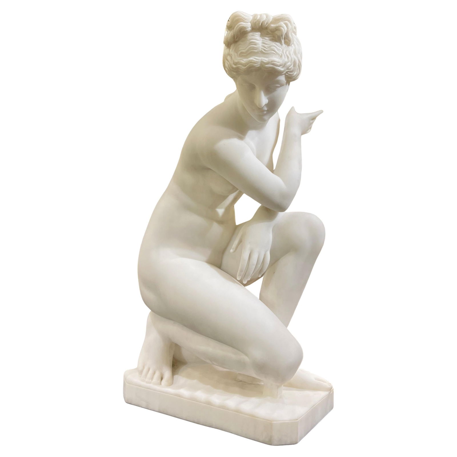 Neoclassical Carrara Marble Crouching Venus Signed by Pietro Bazzanti (1 of 11)