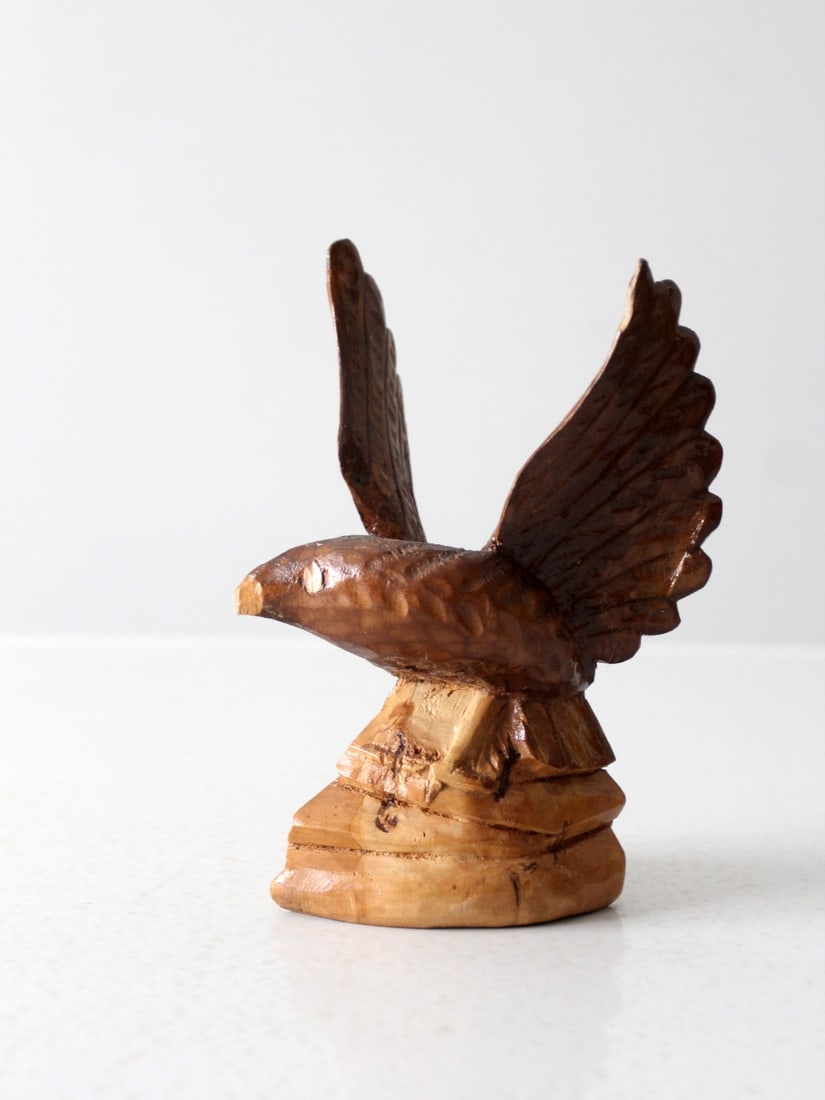Vintage Hand Carved Wooden Eagle 7.75 inch Decorative Accent (1 of 10)