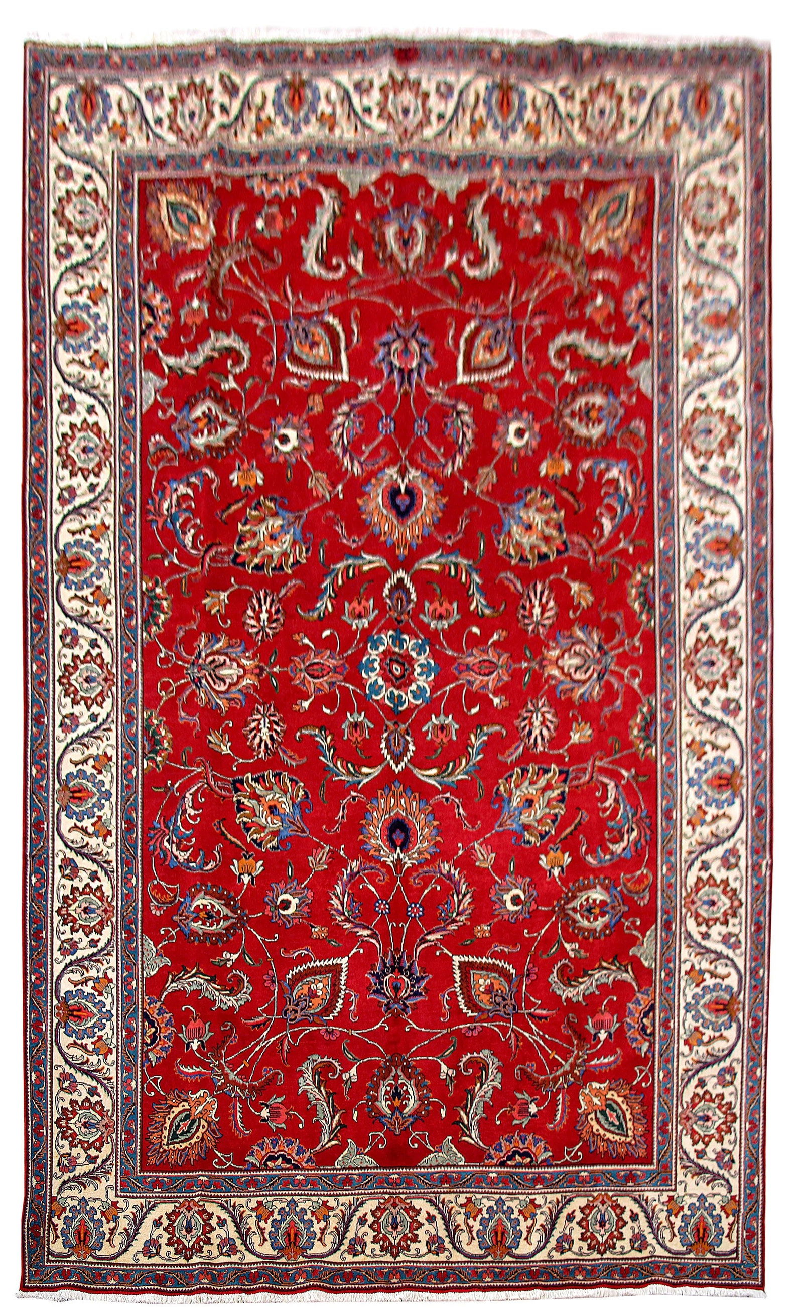 Handcrafted 9.11 x 16.2 Red Persian Tabriz Rug Artisan Quality: Handcrafted 9.11 x 16.2 Red Persian Tabriz Rug Artisan Quality Free continental US Shipping This exquisite 9.11 x 16.2 Red Persian Tabriz Rug is handcrafted by skilled Persian artisans, showcasing