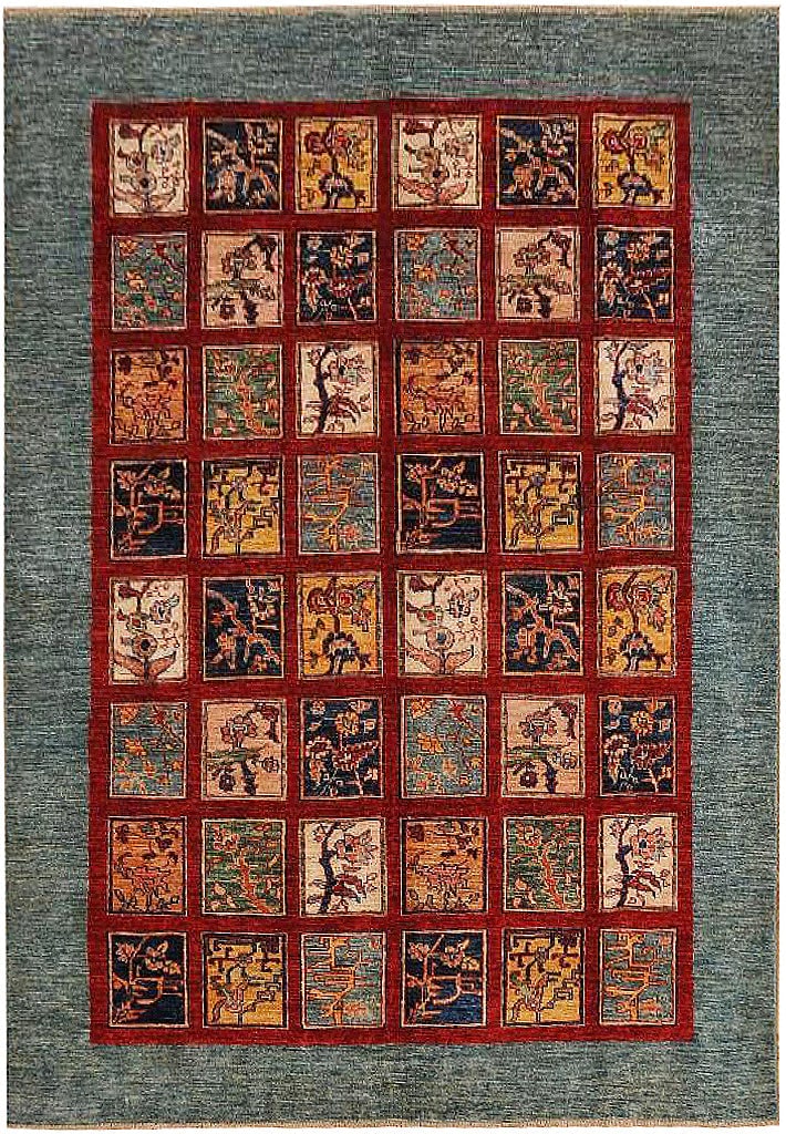 Super Kazak Hand Knotted Wool Rug 70 x 96 Inch Red Geometric Pakistan: Super Kazak Hand Knotted Wool Rug 70 x 96 Inch Red Geometric Pakistan Free continental US Shipping Transform your living space with the exquisite 5' 10" x 8' Super Kazak Rug, a stunning embodiment of