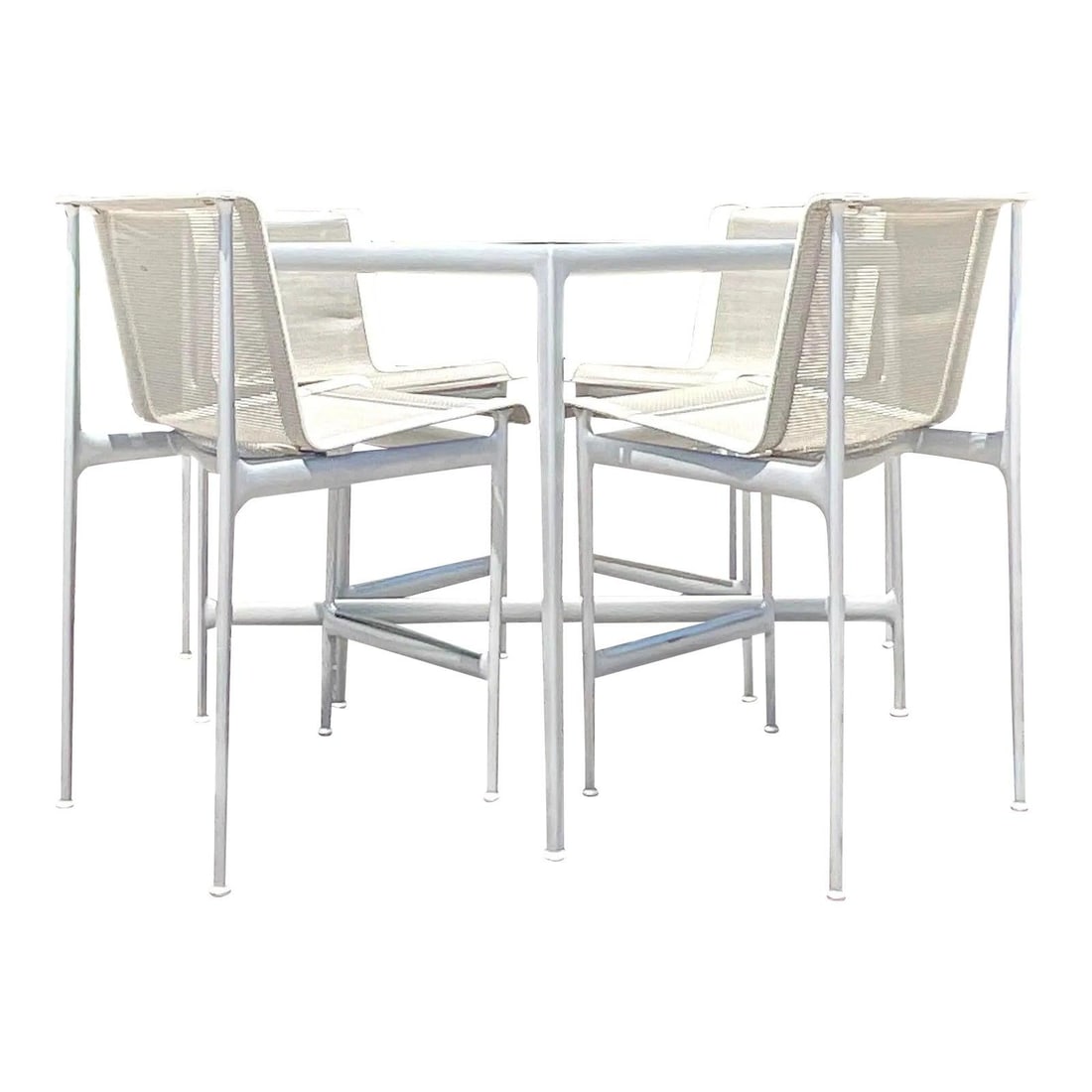 Vintage Richard Schultz High Top Dining Set 4 Chairs Gray Wrought Iron (1 of 10)