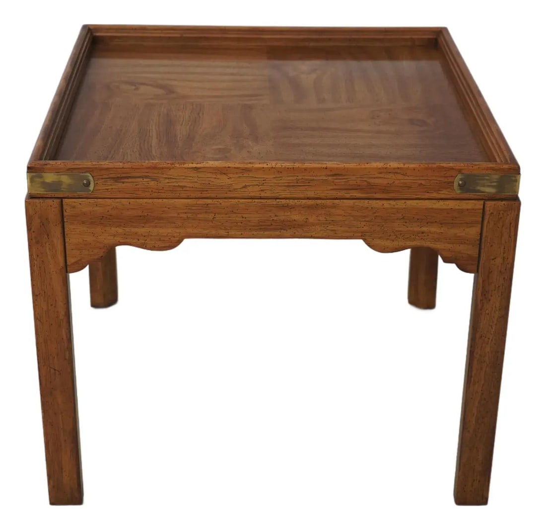 Drexel Oak Rustic Square Lamp Table Chartwell Collection Brass Accent (1 of 10)
