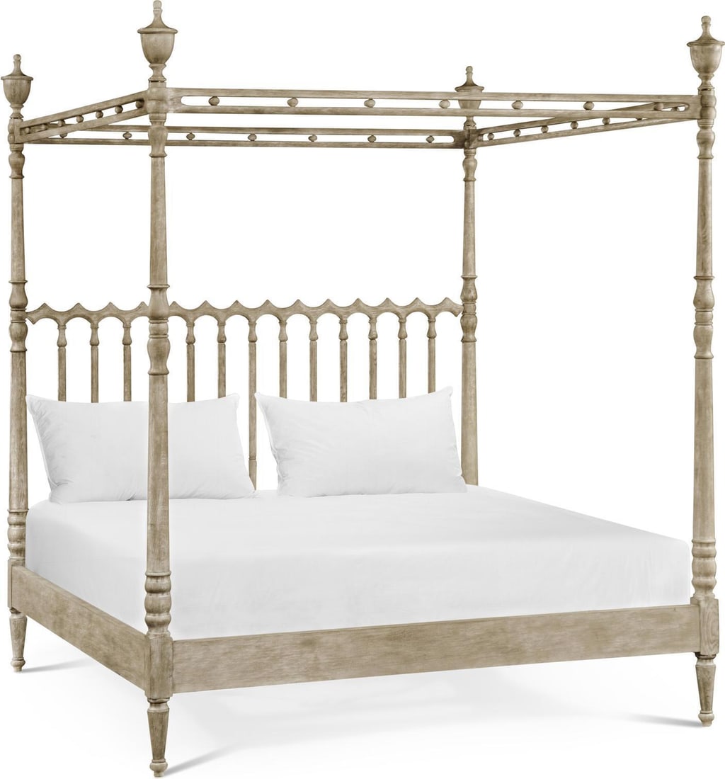 William Yeoward Grayed Oak King Bed Mediterranean Style: William Yeoward Grayed Oak King Bed Mediterranean Style Experience the elegance of the Morris Bed, featuring a sophisticated Grayed Oak finish that complements Mediterranean style interiors. This