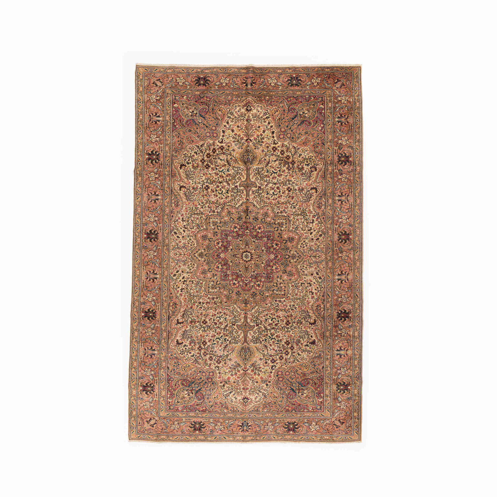 Authentic Handmade Kayseri Wool on Cotton Carpet 92.9 x 152 Inches: Authentic Handmade Kayseri Wool on Cotton Carpet 92.9 x 152 Inches Discover the beauty of this authentic handmade Kayseri carpet, expertly crafted with a luxurious blend of wool on cotton. This