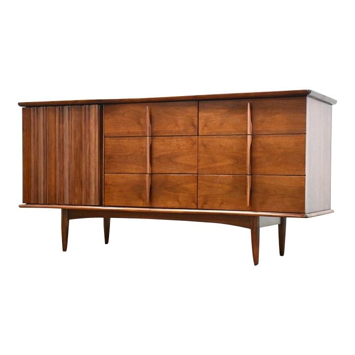 Mid Century Modern Walnut Dresser by United Furniture 62" (1 of 9)