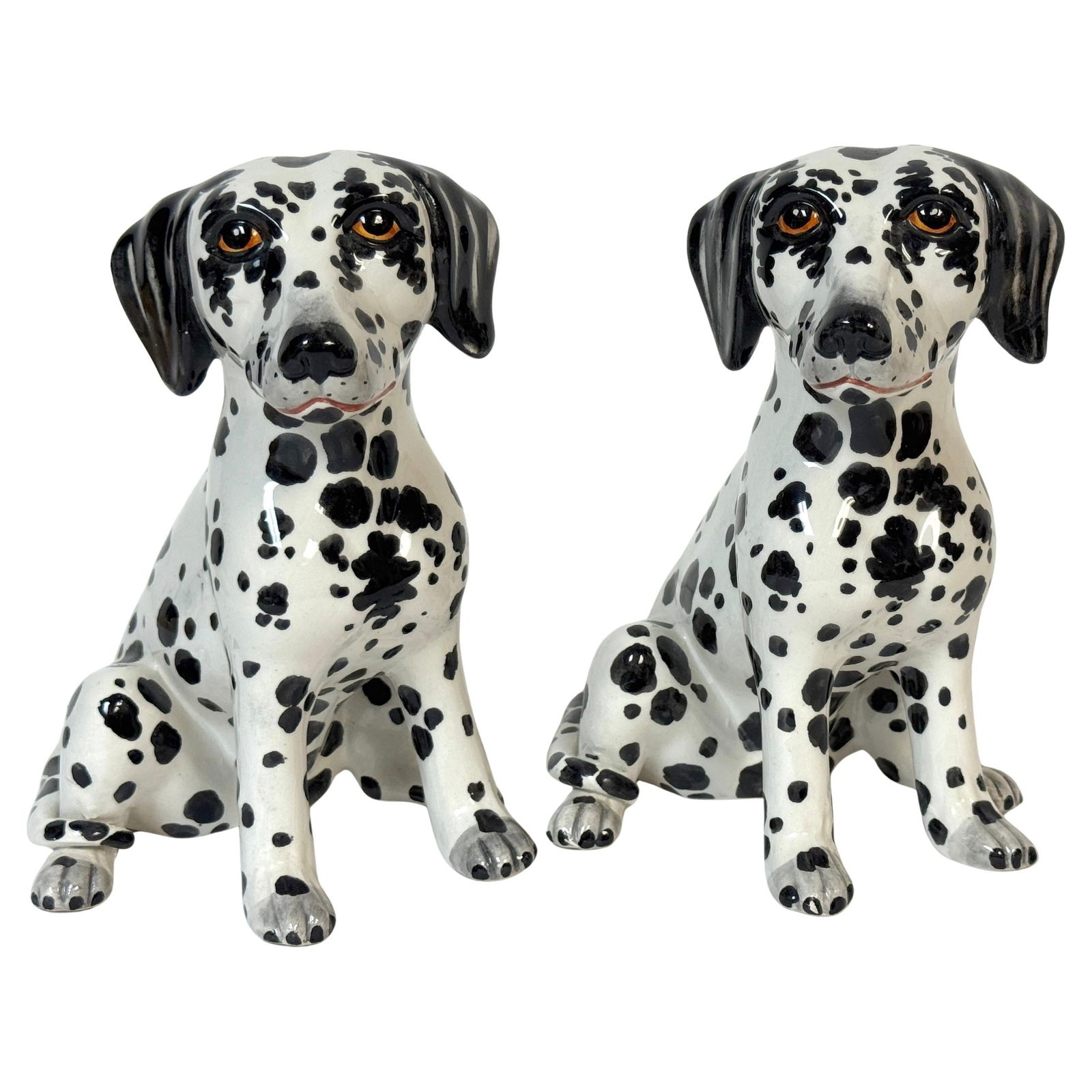Set of 2 Italian Hand-Painted Dalmatian Puppies 1970s Hollywood Regency (1 of 10)