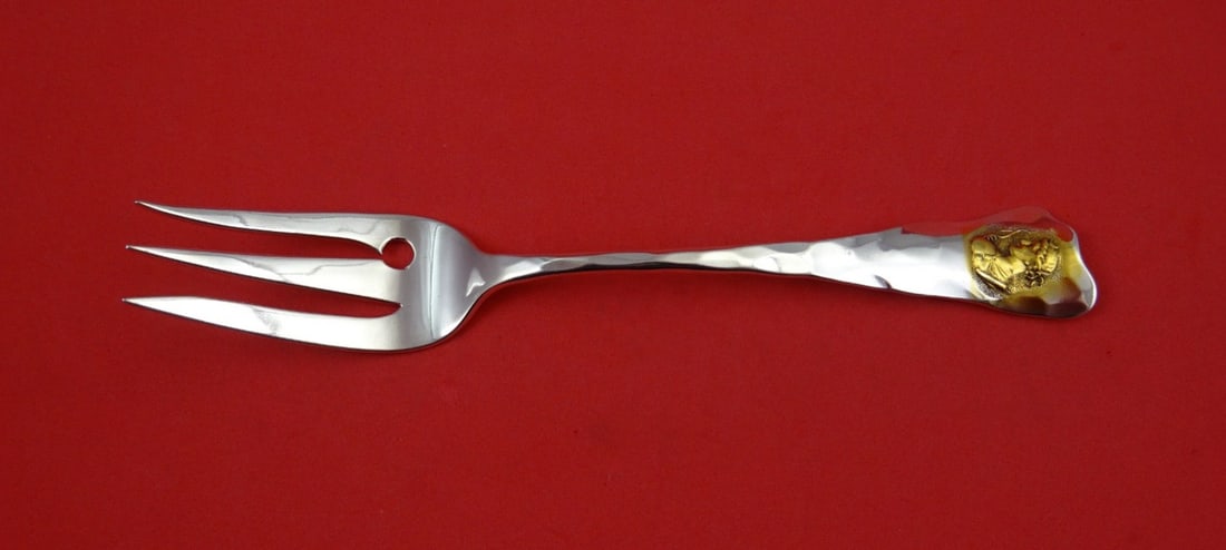 Sterling Silver Fish Fork Shiebler Medallion Pattern Roman Woman Motif 7 Inch (1 of 3)