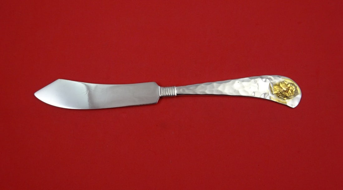 Sterling Silver Fish Knife Medallion Pattern by Shiebler 7.75 Inch Golden Woman (1 of 3)