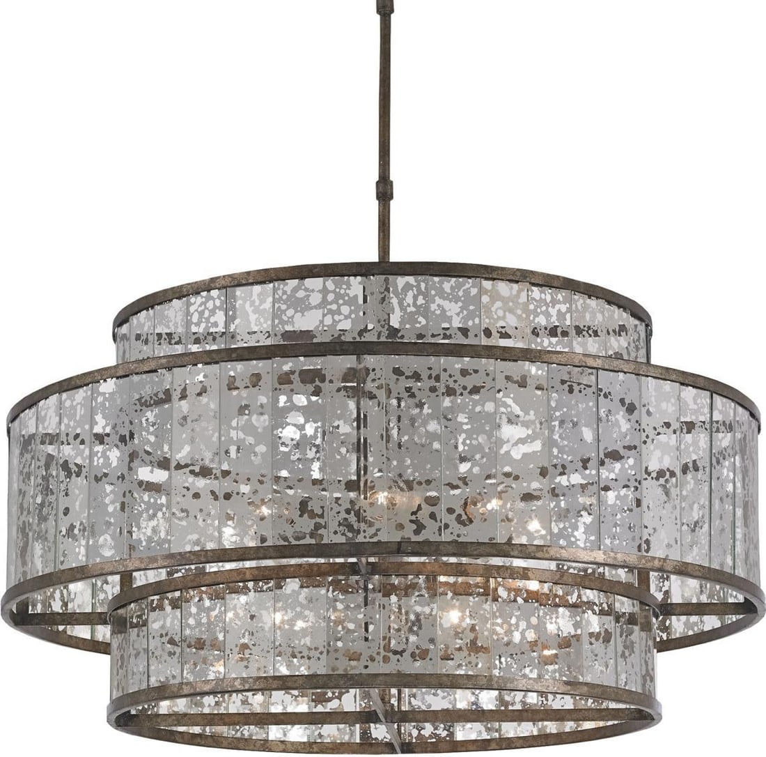 Currey Fantine Bowl Chandelier Clear Glass Wrought Iron Adjustable Height: Currey Fantine Bowl Chandelier Clear Glass Wrought Iron Adjustable Height Illuminate your space with the stunning Mid-Century Designed Fantine Illumination. This large bowl chandelier features a uniqu