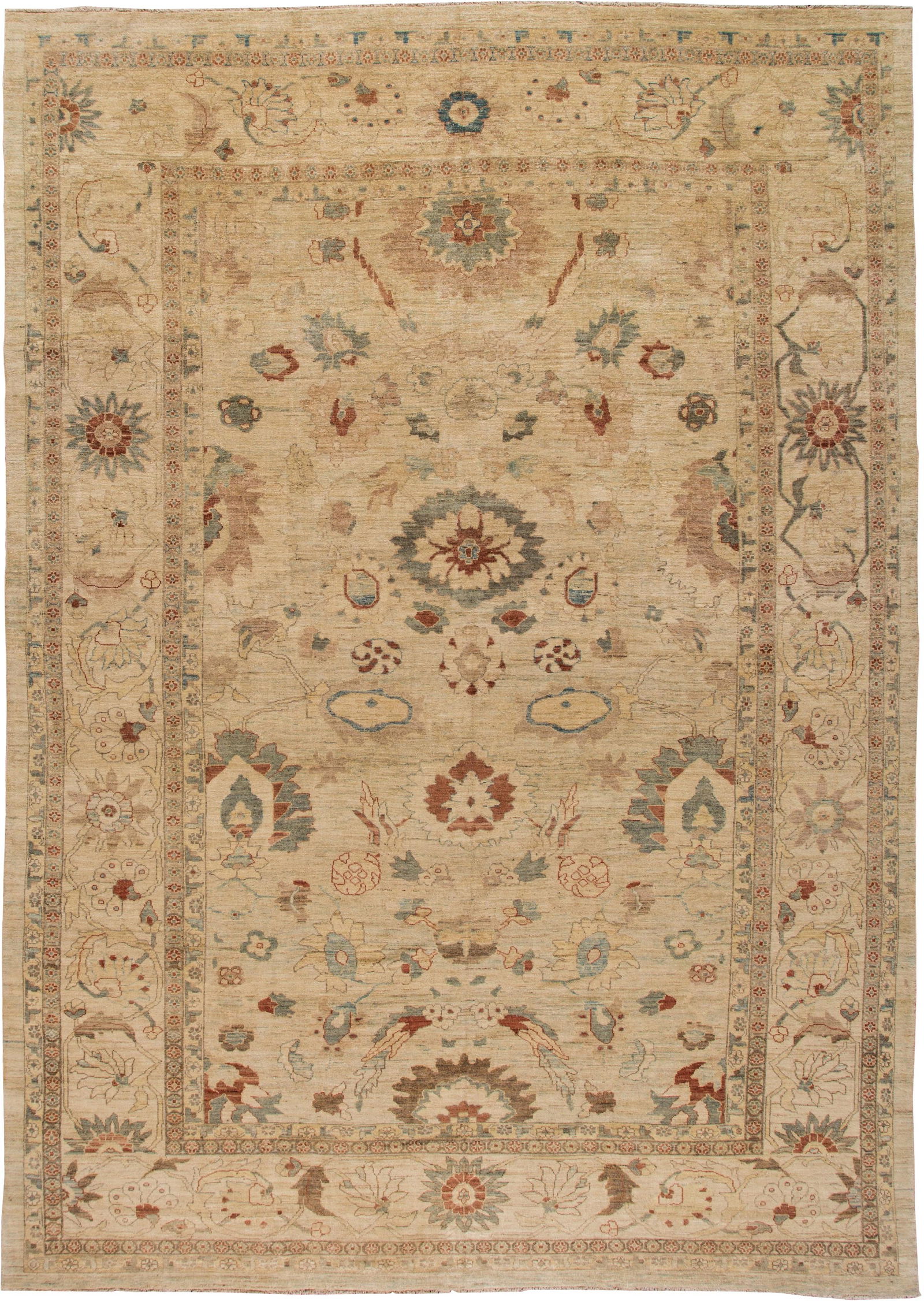 Stunning 21st Century Sultanabad Wool Rug 12'2 x 17'2 Tan: Stunning 21st Century Sultanabad Wool Rug 12'2 x 17'2 Tan Enhance your space with this stunning 21st Century Modern Sultanabad Wool Rug, expertly hand-knotted from high-quality wool. Featuring a warm