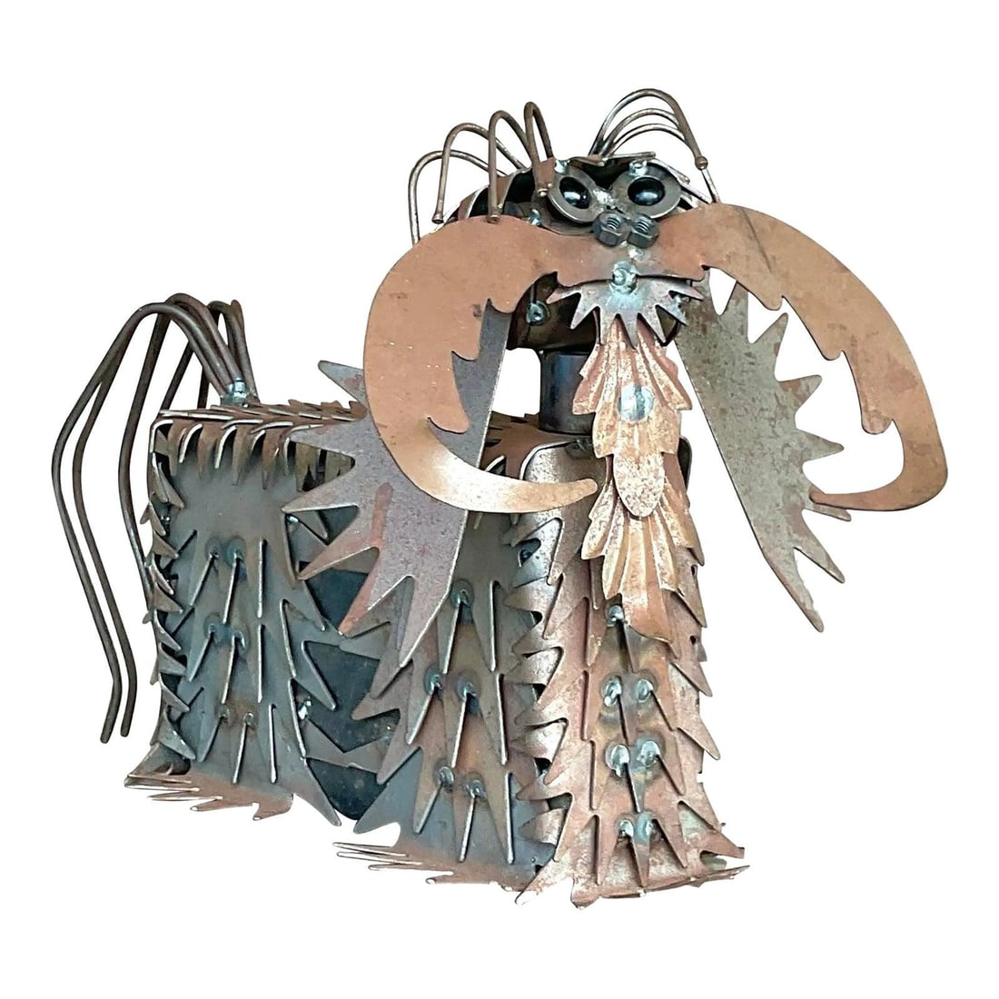 Metal Dog Figurine With Punch Cut Detailing Vintage Bohemian Style (1 of 10)