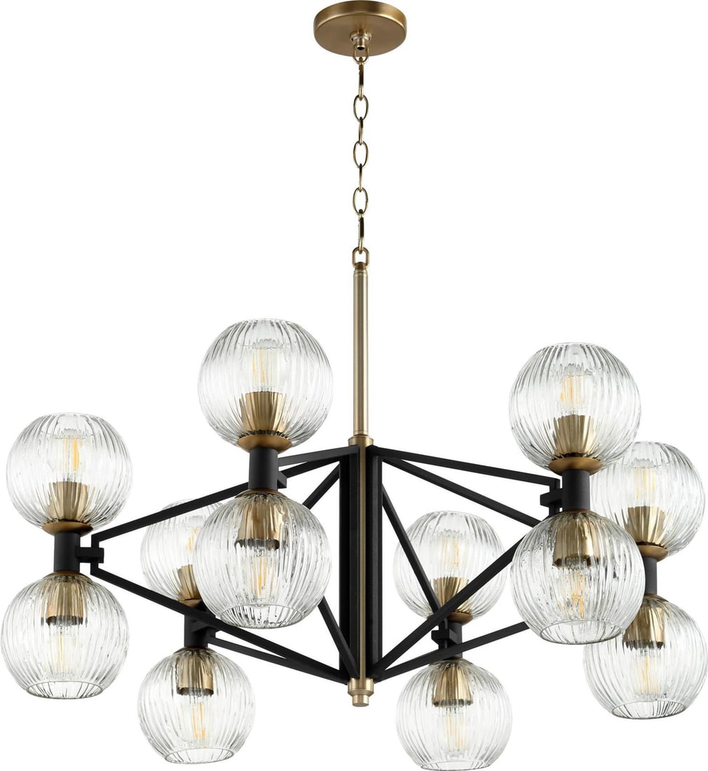 Cyan Helios Chandelier Aged Brass 12 Bulb UL Listed: Cyan Helios Chandelier Aged Brass 12 Bulb UL Listed Illuminate your space with the Luxurious Helios Chandelier, featuring an elegant aged brass finish that complements its sophisticated design. This s