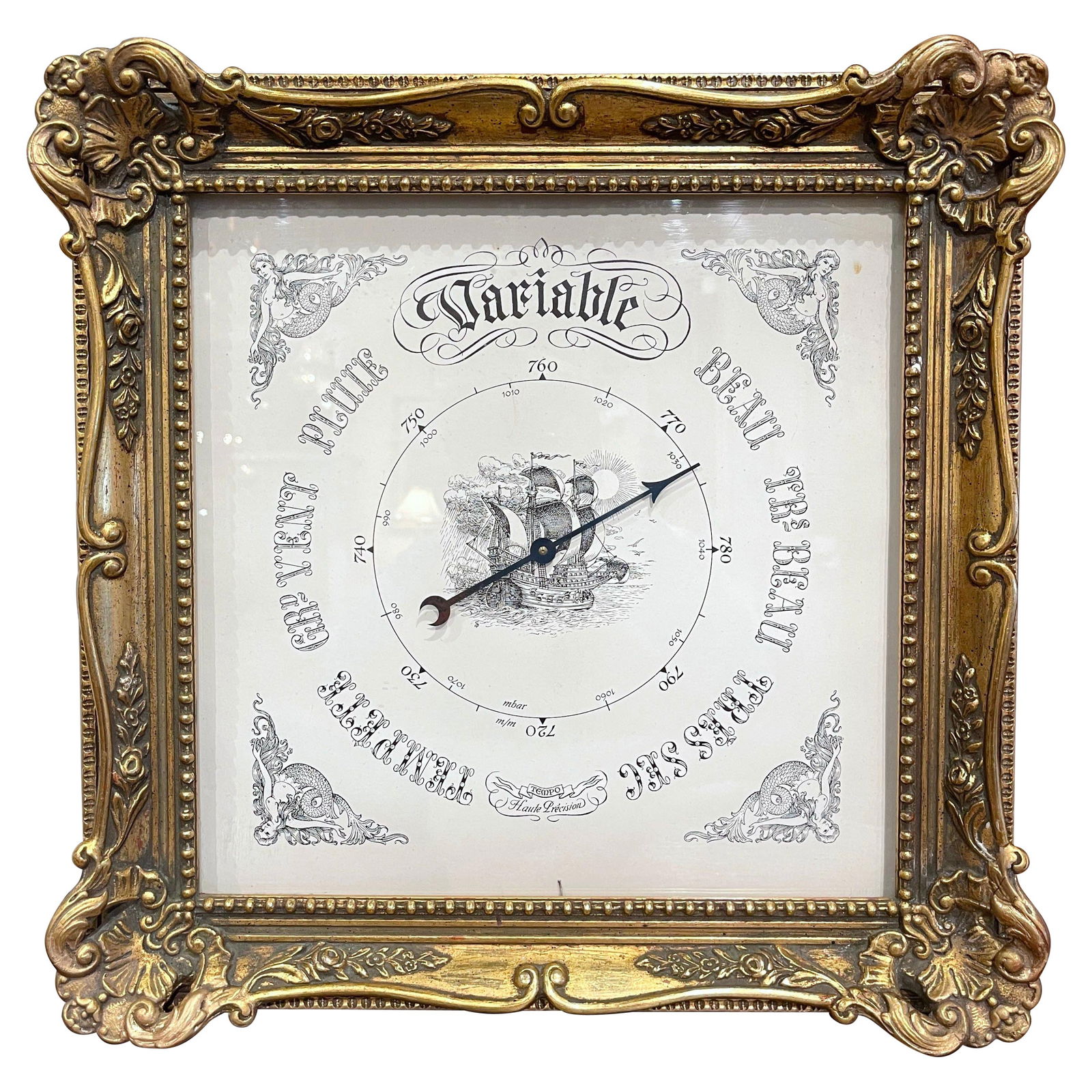 French Rococo Revival Giltwood Barometer Louis XV Style Circa 1960 (1 of 9)