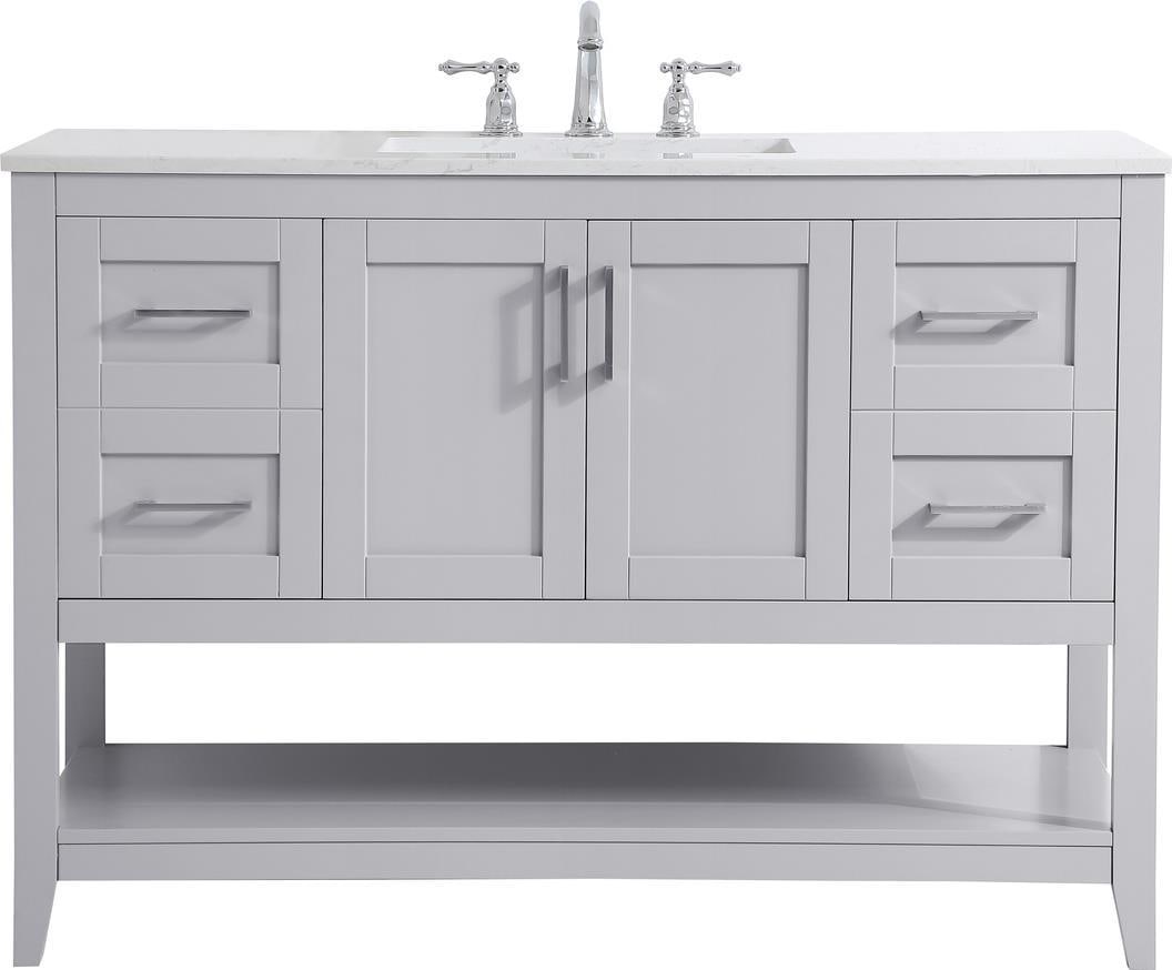 Elegant Lighting 48 Inch Gray Bathroom Vanity Brushed Nickel Finish: Elegant Lighting 48 Inch Gray Bathroom Vanity Brushed Nickel Finish Transform your bathroom with this Elegant 48" Gray Bathroom Vanity, designed in a transitional style. The sturdy construction featur