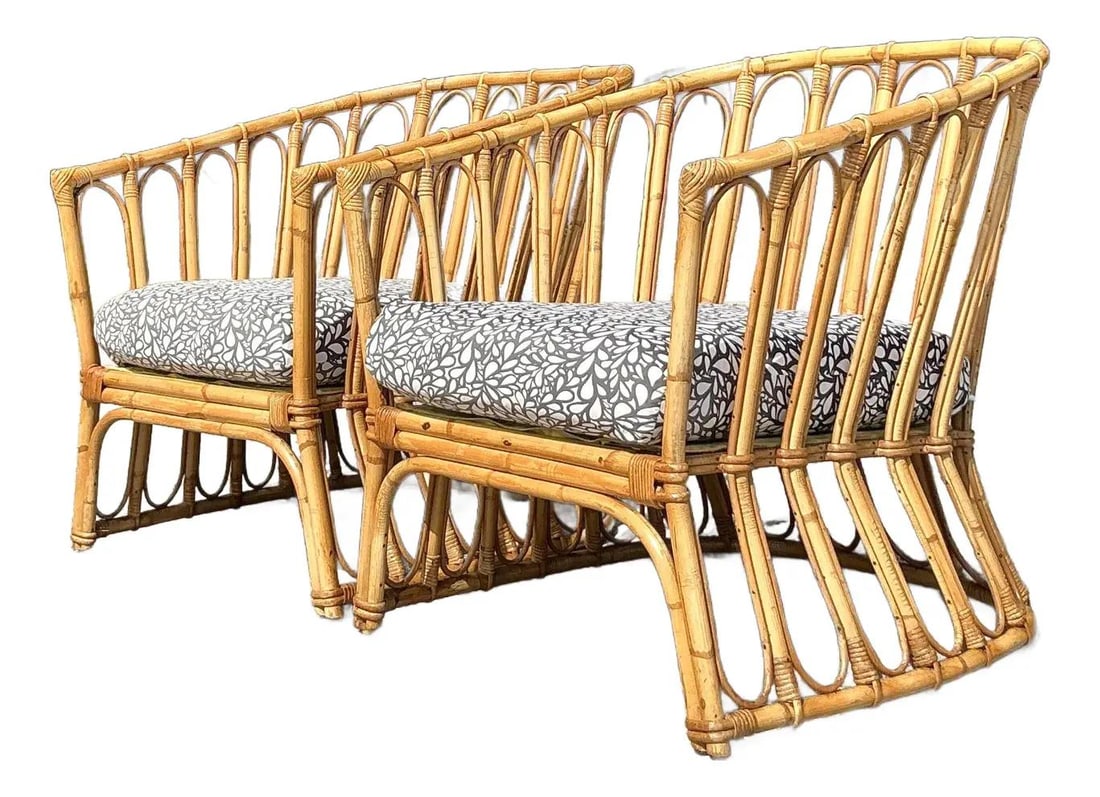Pair of Vintage Rattan Lounge Chairs Inspired by Franco Albini (1 of 10)