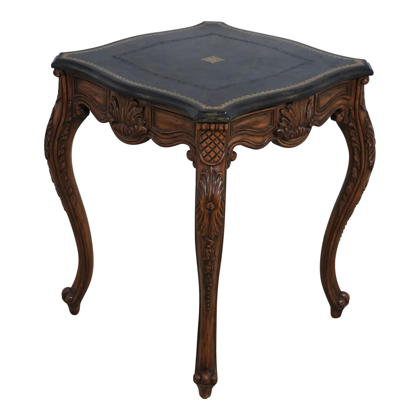 Maitland Smith Model 3230-684 Leather Top Carved French Lamp Table (1 of 10)